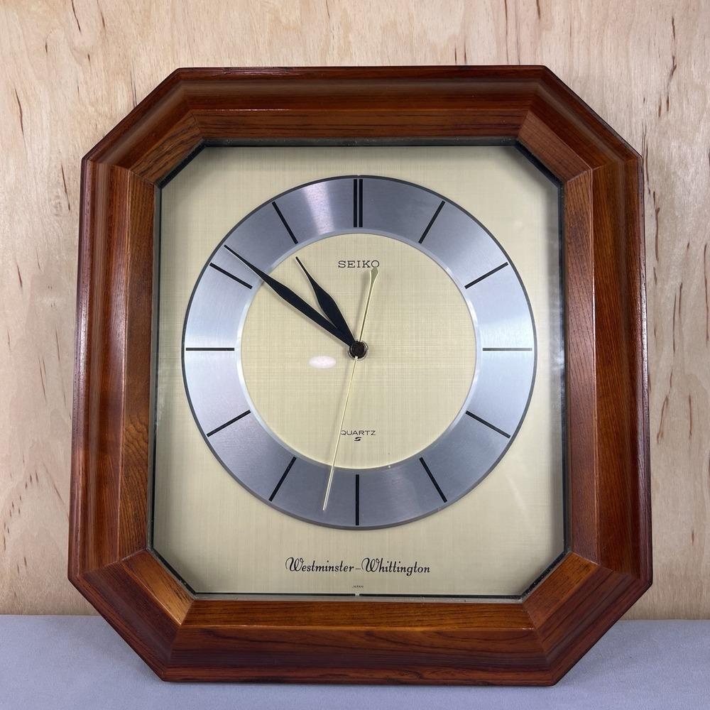 Vintage Seiko Quartz 12104 Wall Clock Westminster Whittington Chimes Brown 13x12
